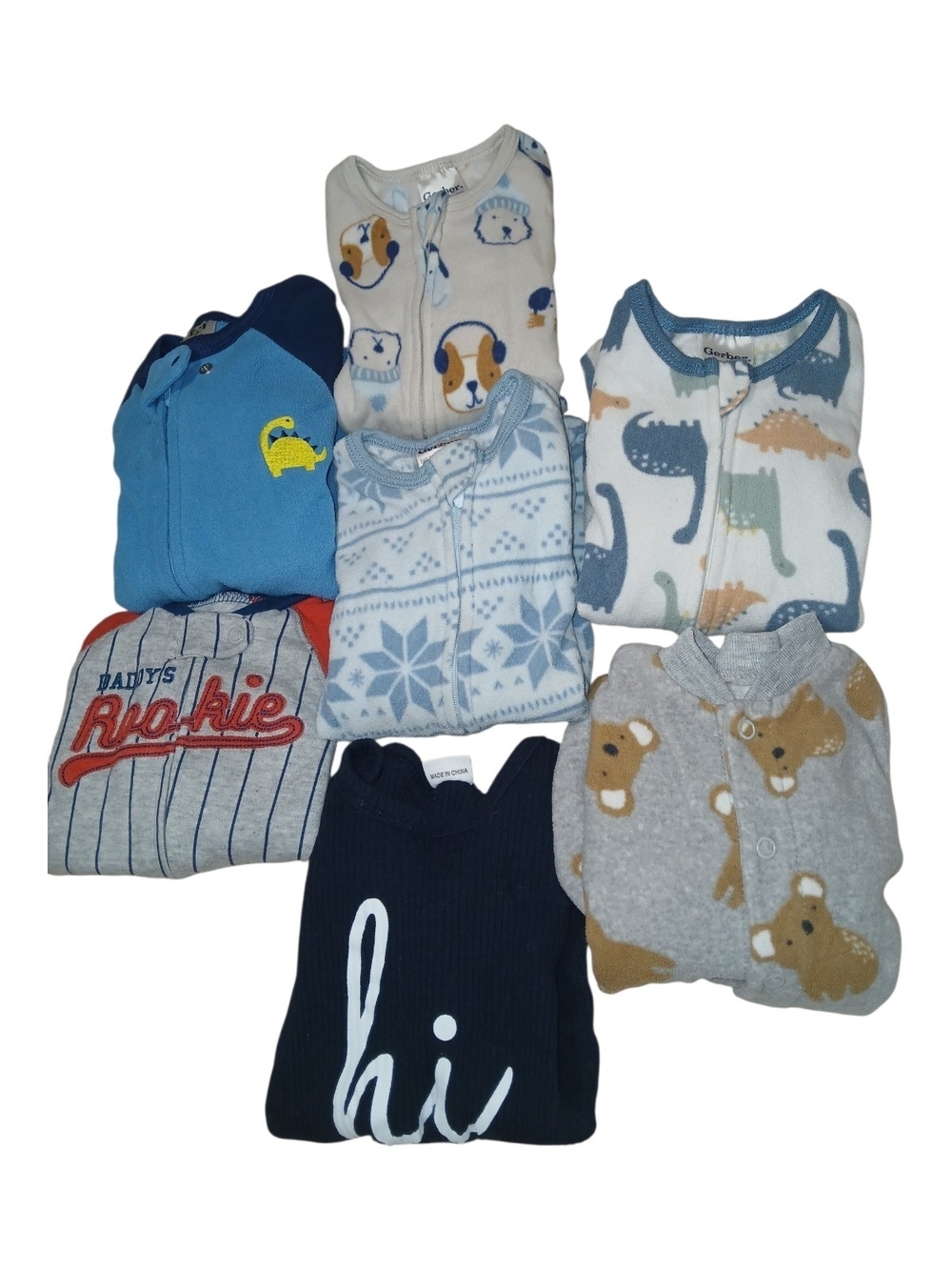 ​Gerber & More Baby Boy Fleece Sleeper Lot of 7  Size 3-6M & 6-9M